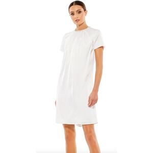 NWT Mac Duggal 55698 White Satin Rhinestone Neckline Dress, 12, 348$